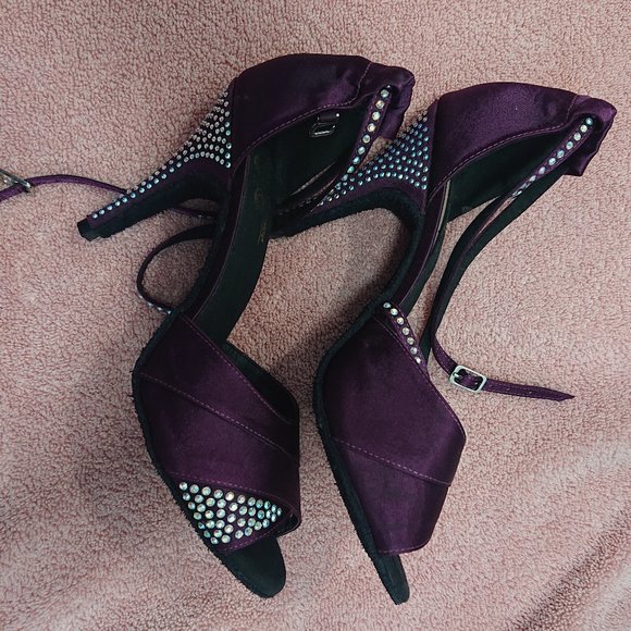 Purple Rhinestone Tango Dance Heels - Picture 5 of 5